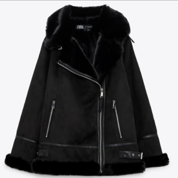 ZARA FAUX SUEDE DOUBLE FACED LONG JACKET BLACK US WOMEN'S SMALL - Picture 13 of 16